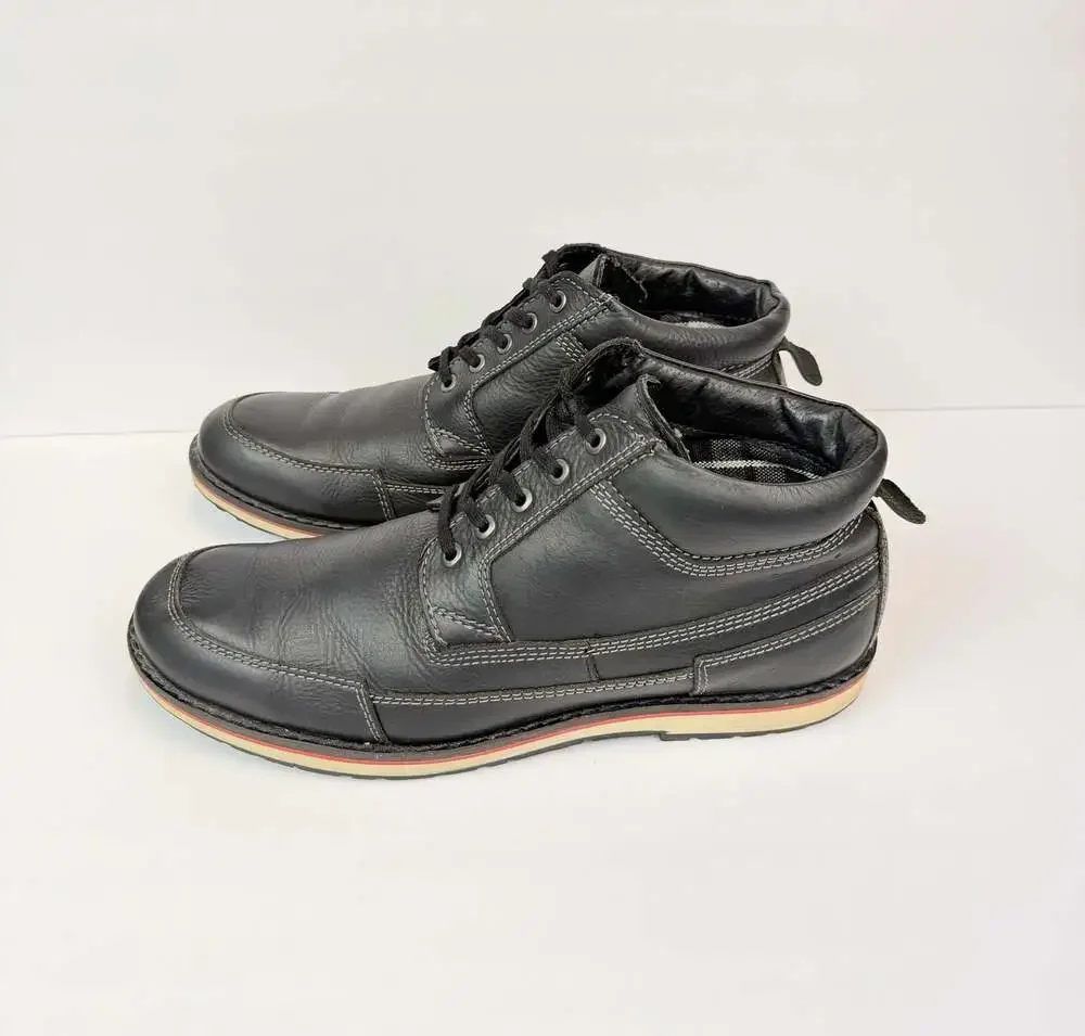 Sanita Leather Lace Up Moc Toe Ankle Boots Model 461981 Black US 12 EU 45